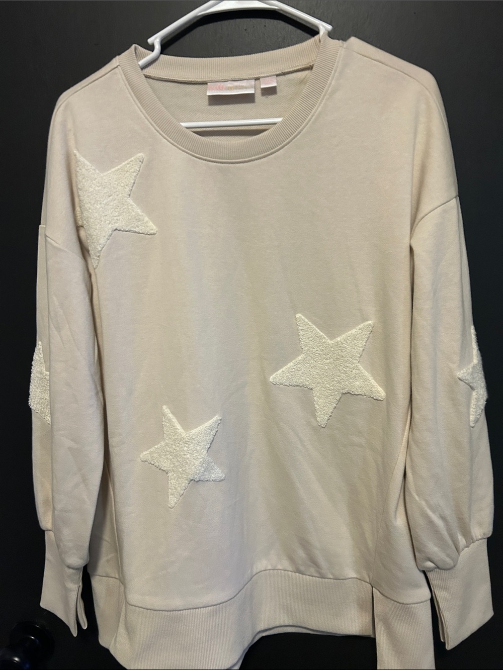 Bella Canvas Cream Sweatshirt with Ivory Star Appliqués